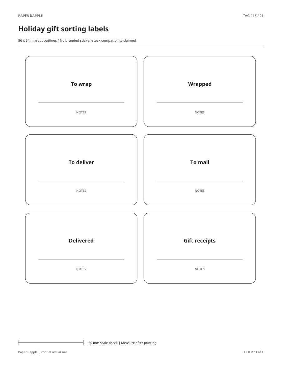 Preview of Holiday gift sorting labels