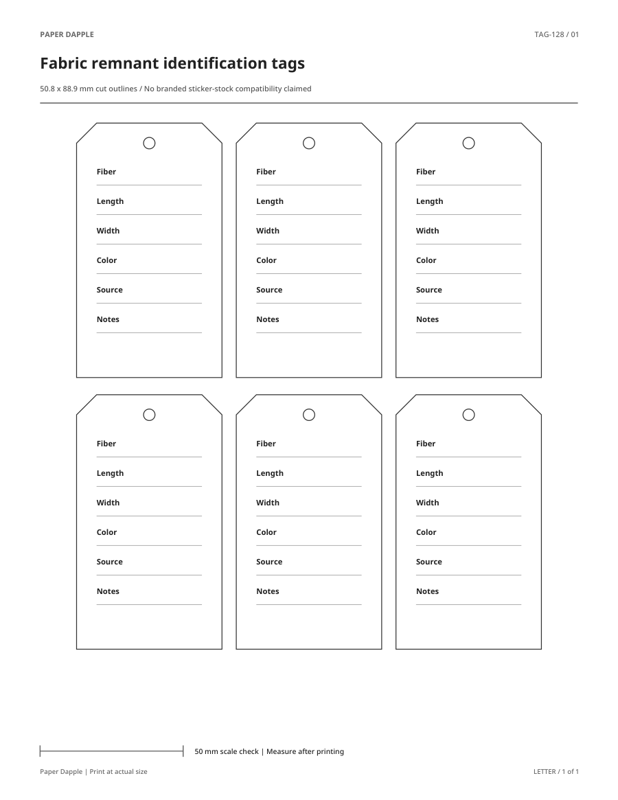 Preview of Fabric remnant identification tags