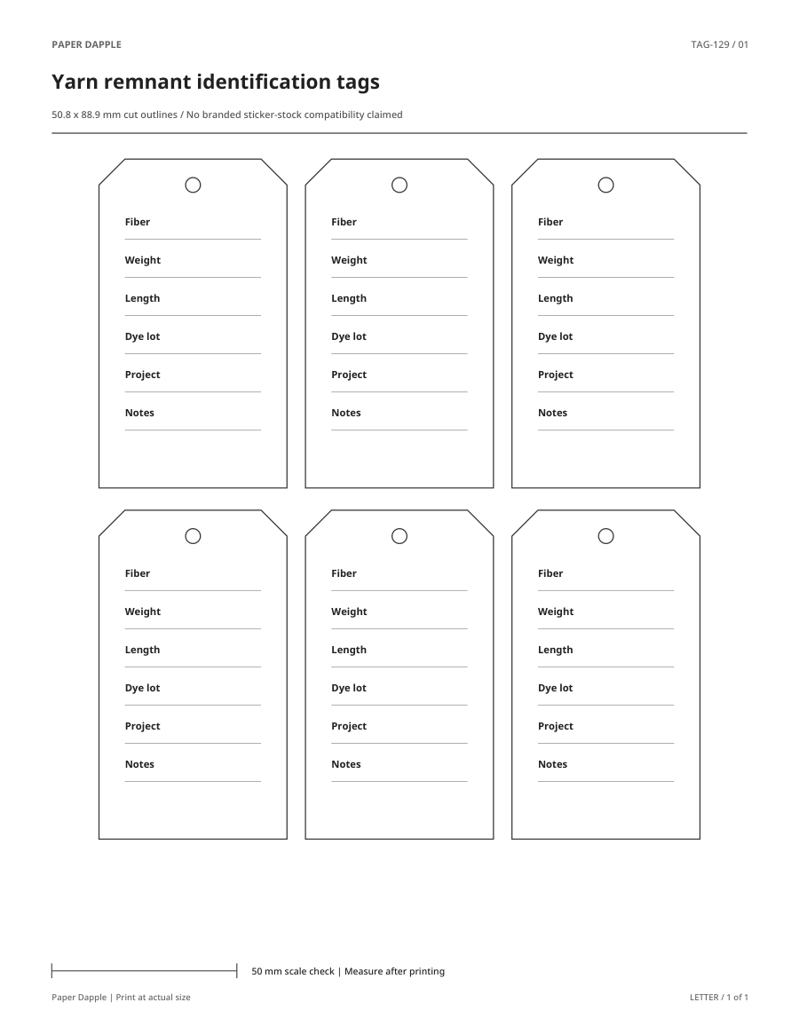 Preview of Yarn remnant identification tags