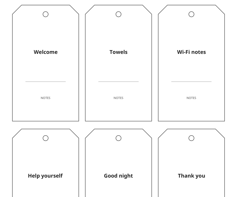 Preview of Guest room welcome tags