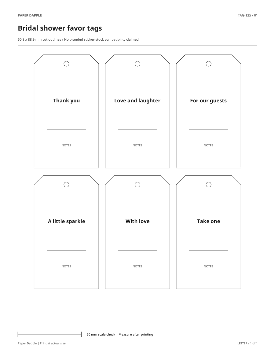 Preview of Bridal shower favor tags