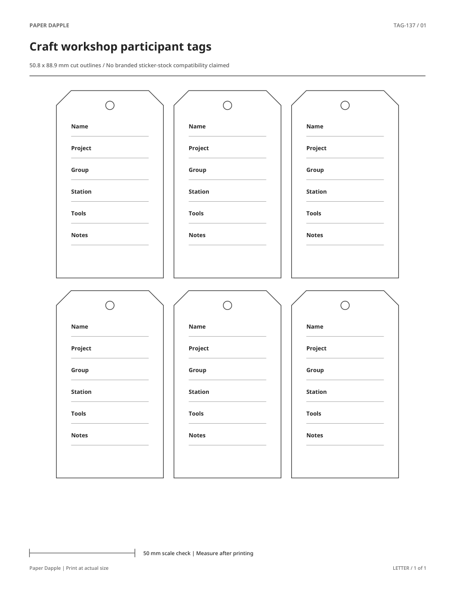 Preview of Craft workshop participant tags