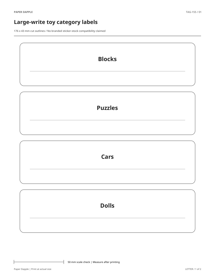 Preview of Large-write toy category labels