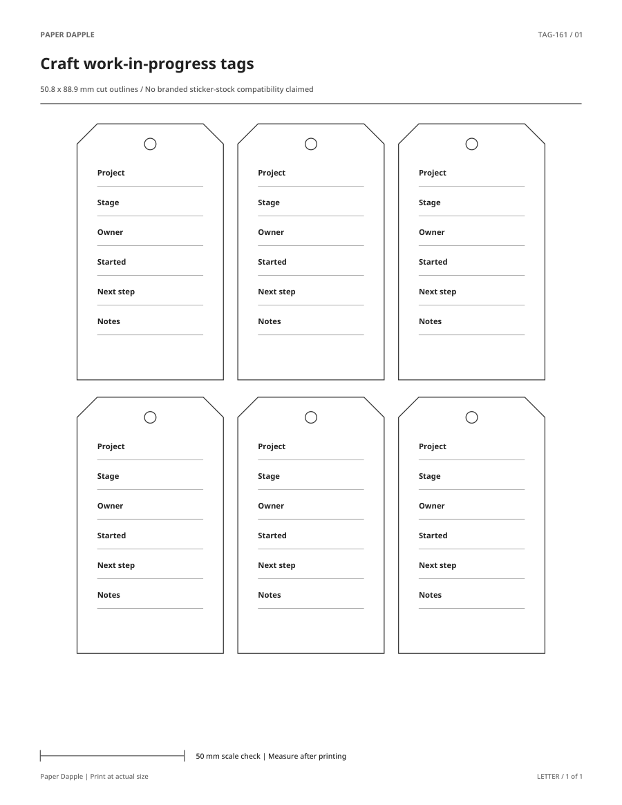 Preview of Craft work-in-progress tags