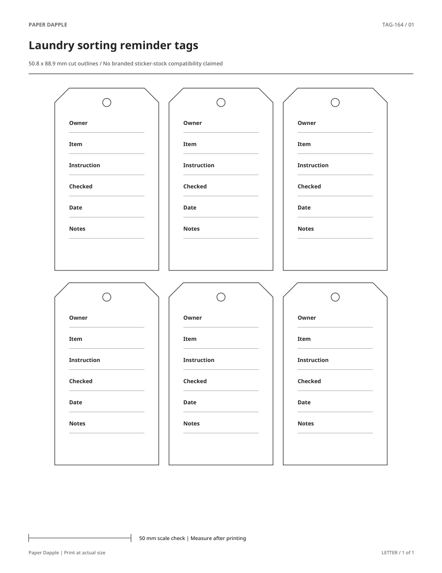 Preview of Laundry sorting reminder tags