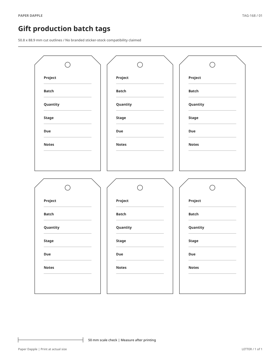 Preview of Gift production batch tags