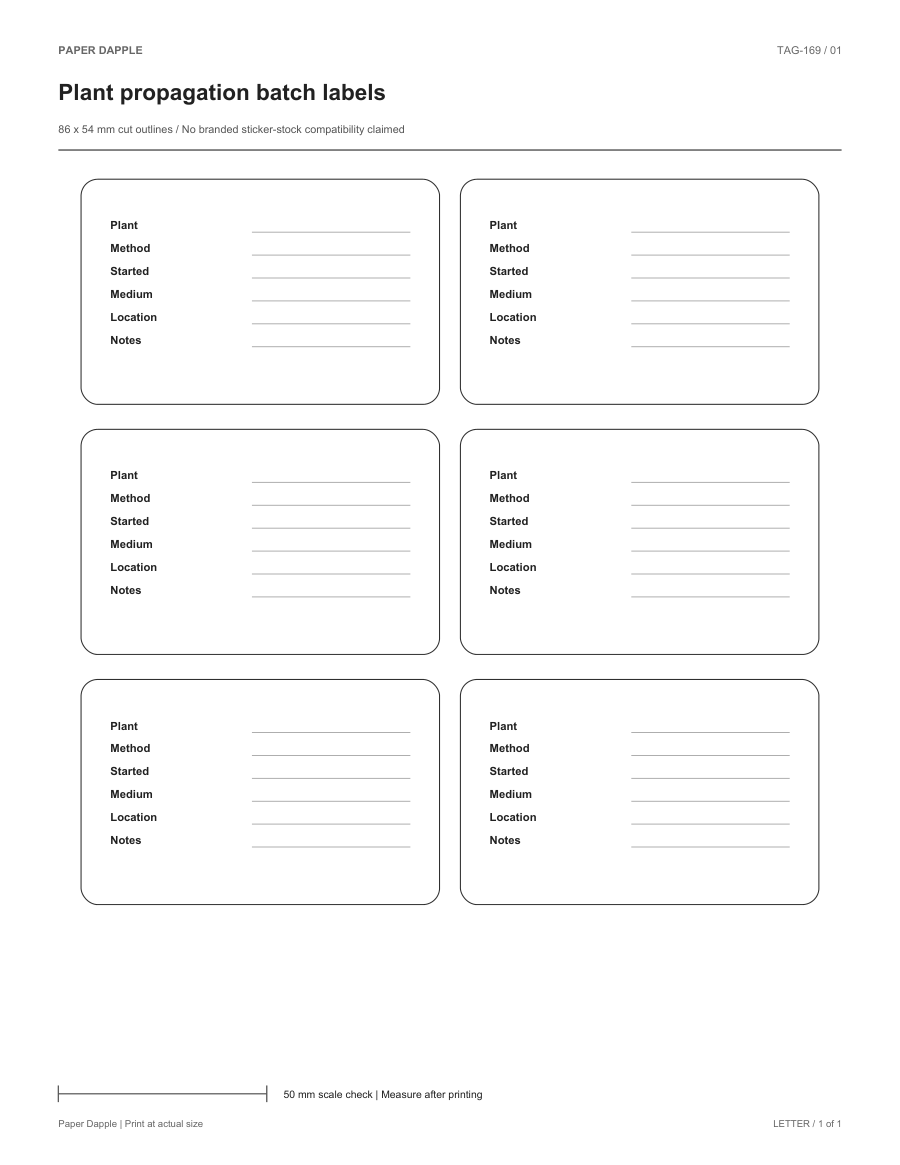 Preview of Plant propagation batch labels